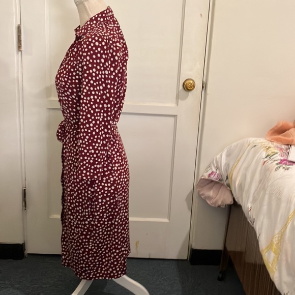 Faith and Passion Brand, size small burgundy dress white polka dotted dress. - Picture 3 of 6